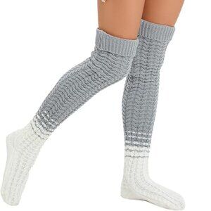 Slouch Cable Knit Thigh High Socks
